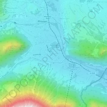Steinachの地形図、標高、地勢