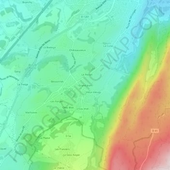 Grand Jeanの地形図、標高、地勢
