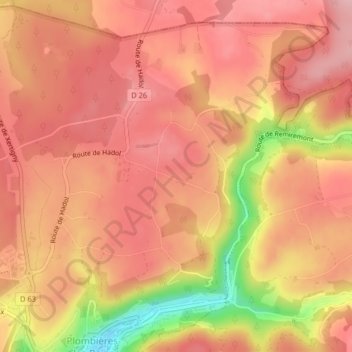 Les Arpentsの地形図、標高、地勢
