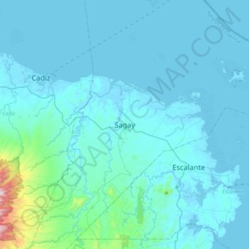 Sagayの地形図、標高、地勢