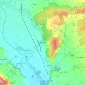 Messensachの地形図、標高、地勢