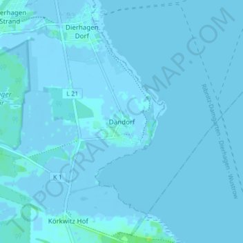 Dändorfの地形図、標高、地勢