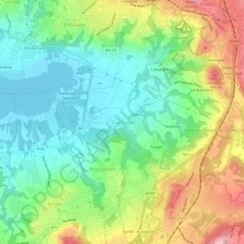 Capolagoの地形図、標高、地勢