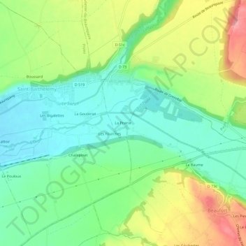 La Prairieの地形図、標高、地勢