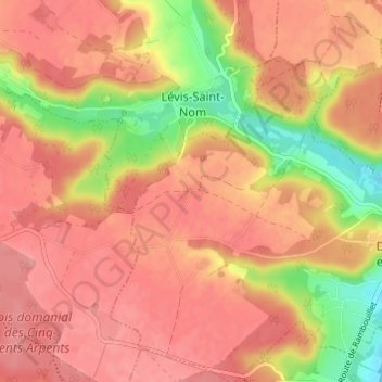 Le Mousseauの地形図、標高、地勢