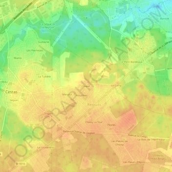 Chapetの地形図、標高、地勢