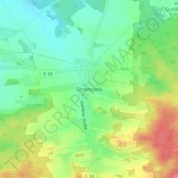 Sitzenrodaの地形図、標高、地勢