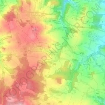 Pallweisの地形図、標高、地勢