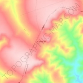 Cambaúbaの地形図、標高、地勢