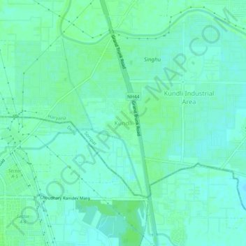 Kundliの地形図、標高、地勢