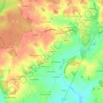 La Pagerieの地形図、標高、地勢