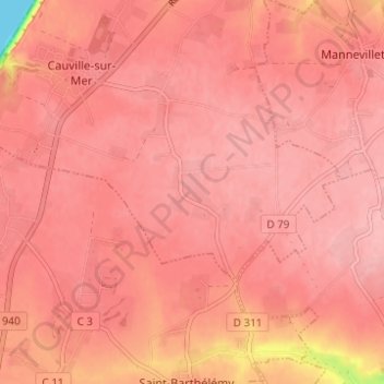 Marfauvilleの地形図、標高、地勢