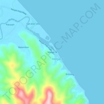 Melgar Aの地形図、標高、地勢