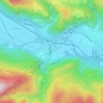 Waidachの地形図、標高、地勢