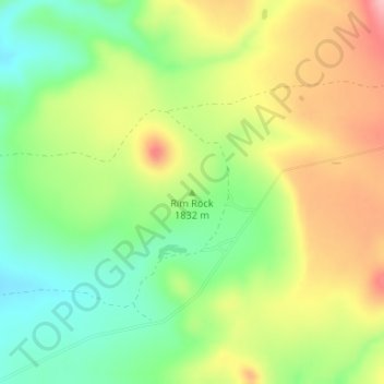 Rim Rockの地形図、標高、地勢
