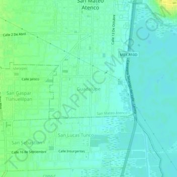 Guadalupeの地形図、標高、地勢