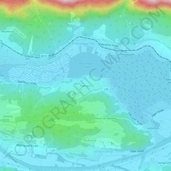 Paßriachの地形図、標高、地勢