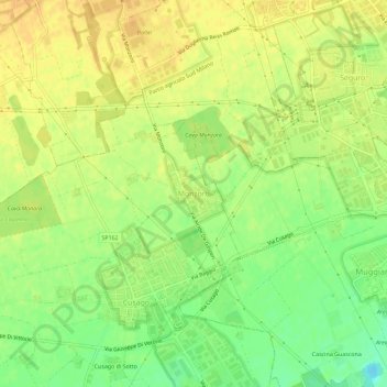 Monzoroの地形図、標高、地勢