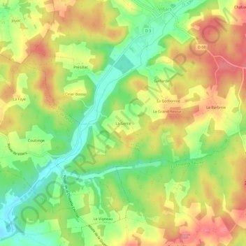 La Gorceの地形図、標高、地勢