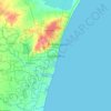 ポンディシェリの地形図、標高、地勢
