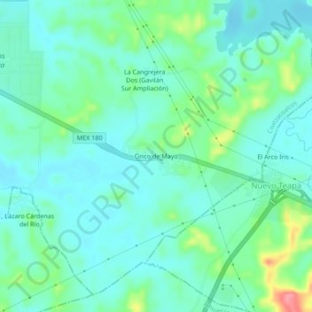 Cinco de Mayoの地形図、標高、地勢