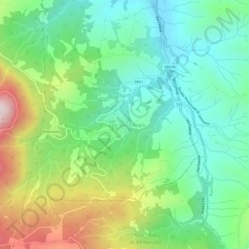 Bagni San Filippoの地形図、標高、地勢