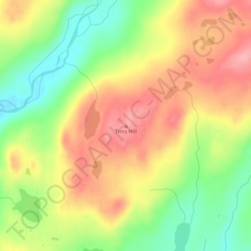 Tims Hillの地形図、標高、地勢