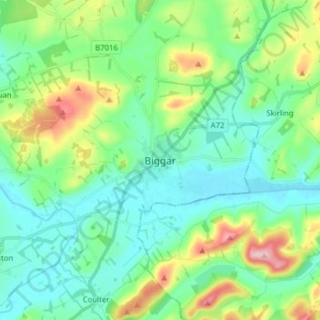 Biggarの地形図、標高、地勢