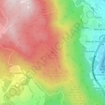 Chan da Goaの地形図、標高、地勢