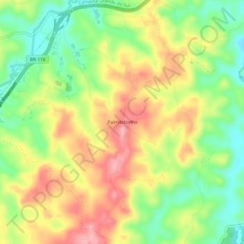 Palmitalzinhoの地形図、標高、地勢