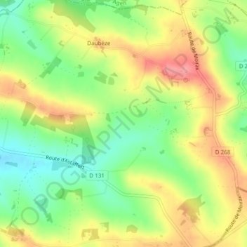 Sous Marinの地形図、標高、地勢
