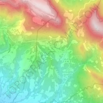 Tarendolの地形図、標高、地勢
