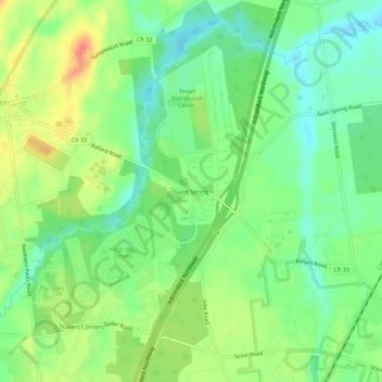 Gurn Springの地形図、標高、地勢