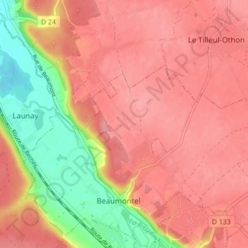Le Bosc Anglierの地形図、標高、地勢
