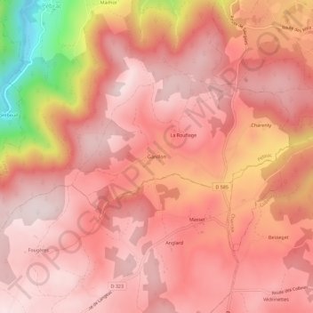 Ganillonの地形図、標高、地勢
