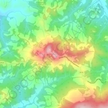 Mensanoの地形図、標高、地勢