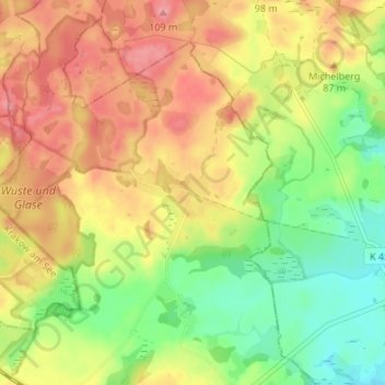 Klein Luckowの地形図、標高、地勢
