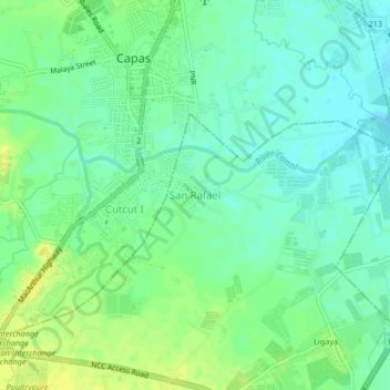San Rafaelの地形図、標高、地勢