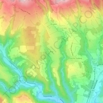 Rieglの地形図、標高、地勢