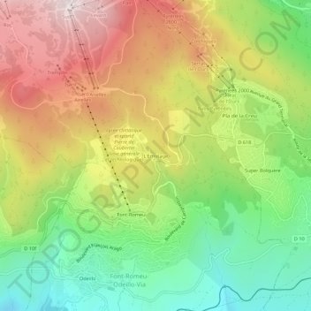 L'Ermitageの地形図、標高、地勢