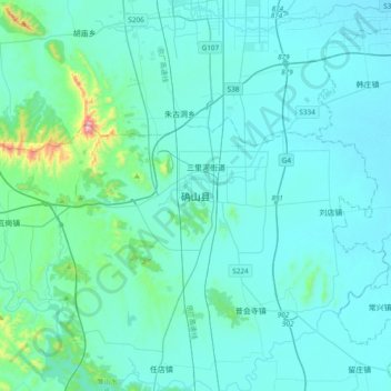 确山县の地形図、標高、地勢