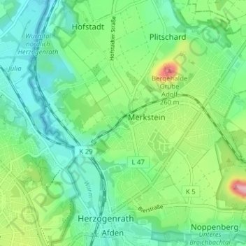 Alt-Merksteinの地形図、標高、地勢
