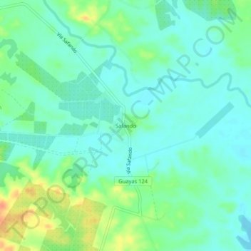 Safandoの地形図、標高、地勢