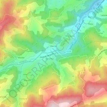 Laprasの地形図、標高、地勢