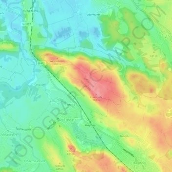 Bergの地形図、標高、地勢