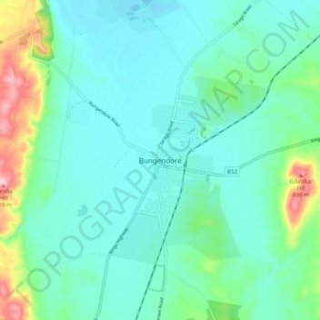 Bungendoreの地形図、標高、地勢