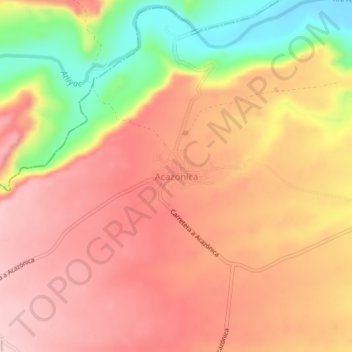 Acazónicaの地形図、標高、地勢