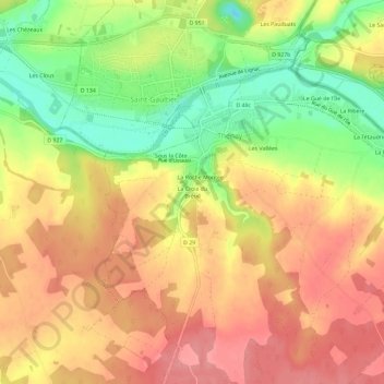 La Croix du Breuilの地形図、標高、地勢