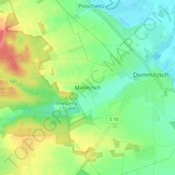 Mahlitzschの地形図、標高、地勢