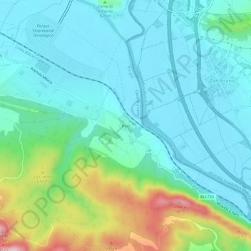Ircioの地形図、標高、地勢